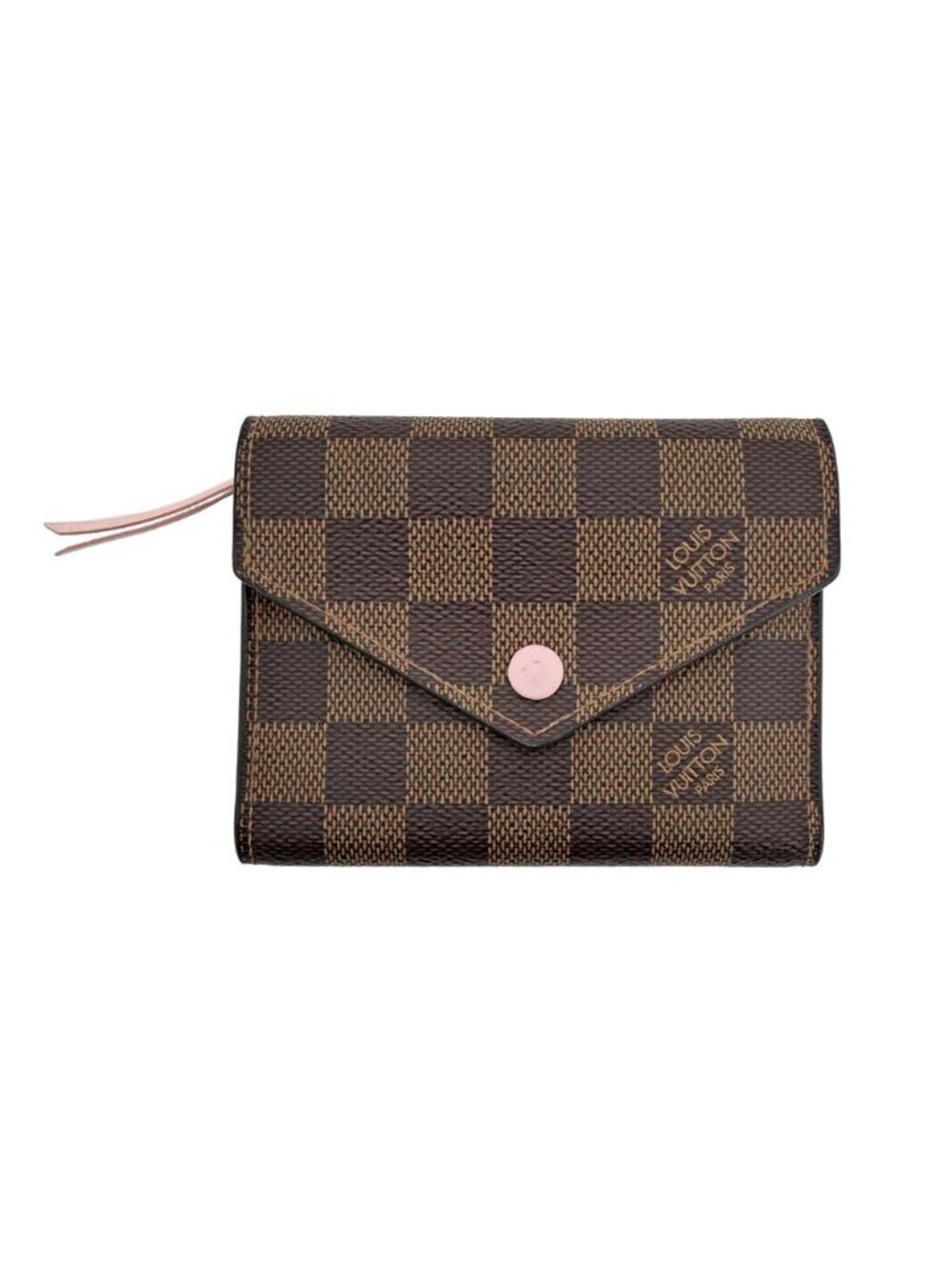 Louis Vuitton Portefeuille Victorine Damier Ebene Brown Rose Ballerine Trifold